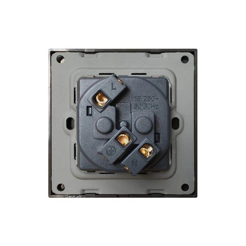 Atlantic-16A-250V-EU-Standard-Power-Socket-Schuko-Luxury-Black-Plastic-Panel-Wall-Socket-Plug-Electrical