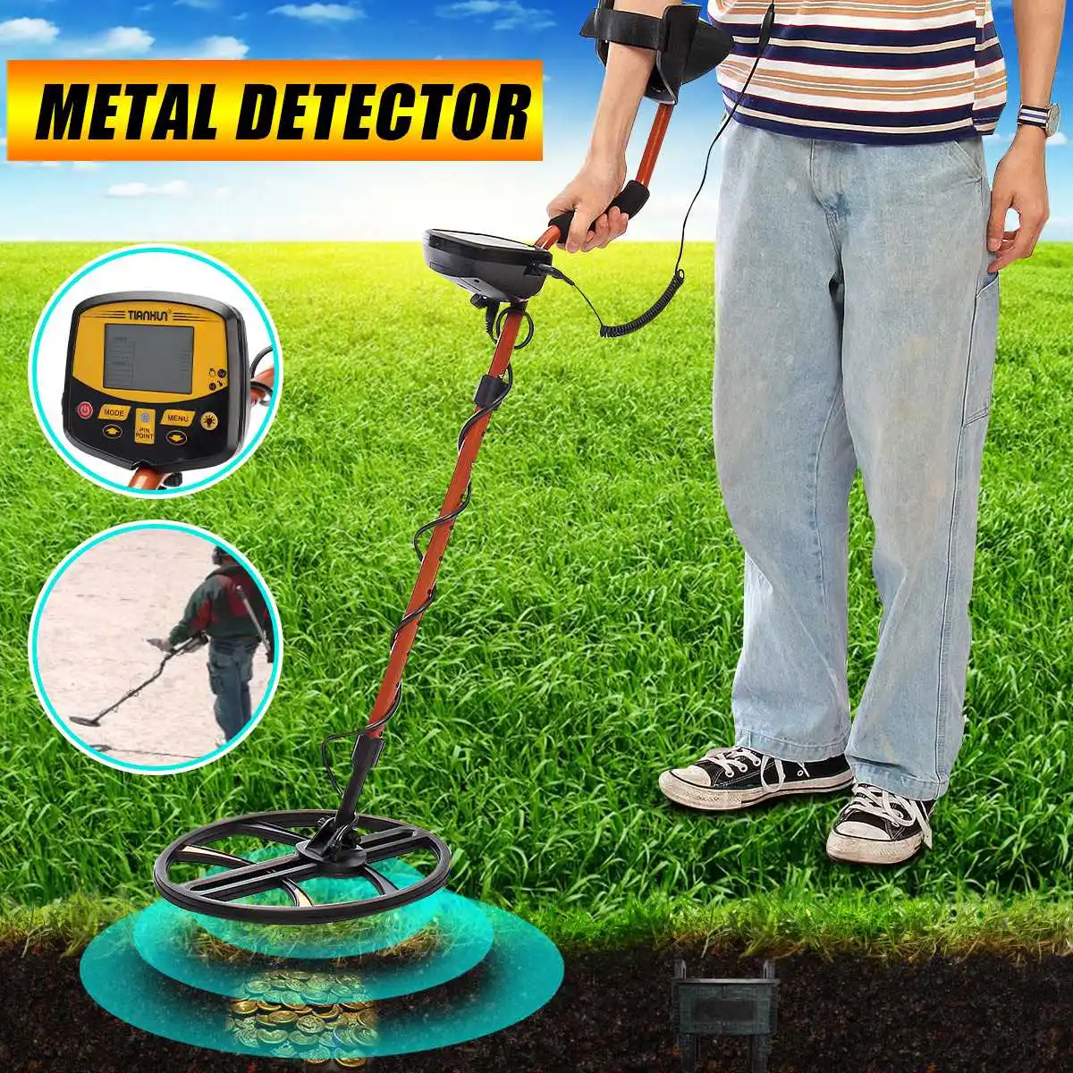 

TX-950 Professional Underground Metal Detector High Sensitivity Silver Gold Detector with Switchable Backlight LCD Display