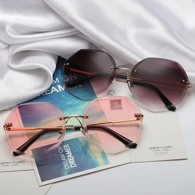 

Luxury Brand Design Frameless Polarized Sunglasses Womens Lady Fashion Sun Glasses Female Driving Eyewear Radiation protection