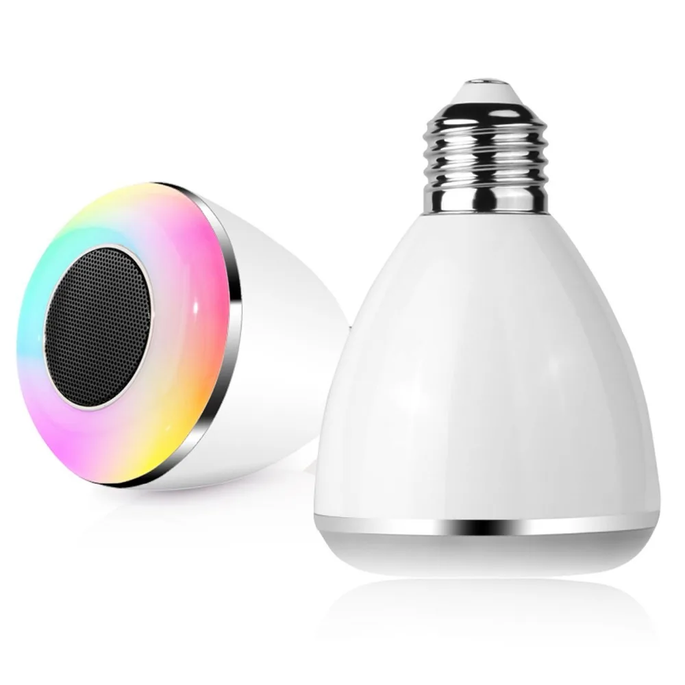 Мини 9 Вт E27 Светодиодная лампа bluetooth динамик приложение управление белый + RGB
