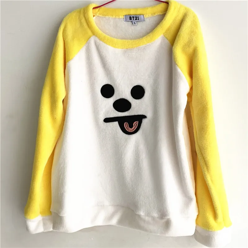 

Kpop Bangtan Boys Korean RM LY Kawaii Cartoon Soft Pajamas Sleepwear RJ MANG CHIMMY TATA COOKY Flannel Tracksuit Set