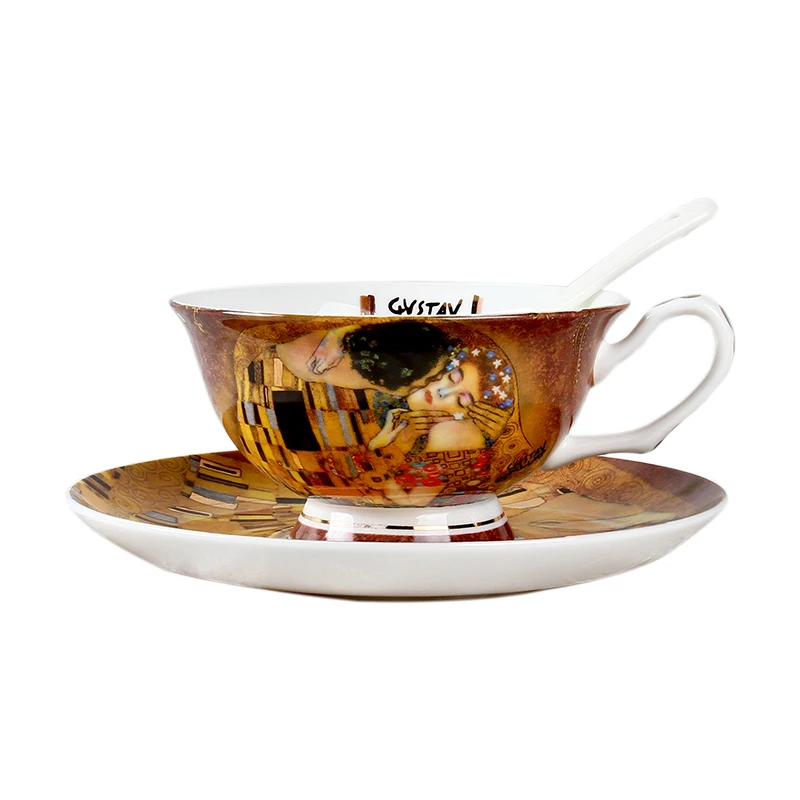 Европейский костяной фарфор кофейная чашка костюм Простой послеобеденный чай чашка Gustav произведения Климта картины