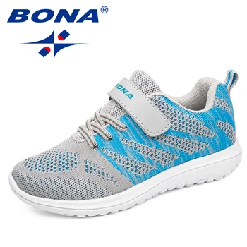 Детские кроссовки BONA, сетчатые, плоская подошва, повседневная легкая обувь для мальчиков и девочек 1