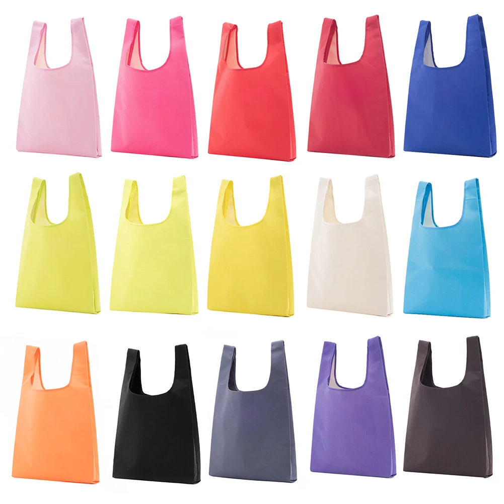 

1PCS Solid Color Shopping Bag Folding Portable Multi-function Reusable Tote Bag Vegetable Tote Bag Storage Bag