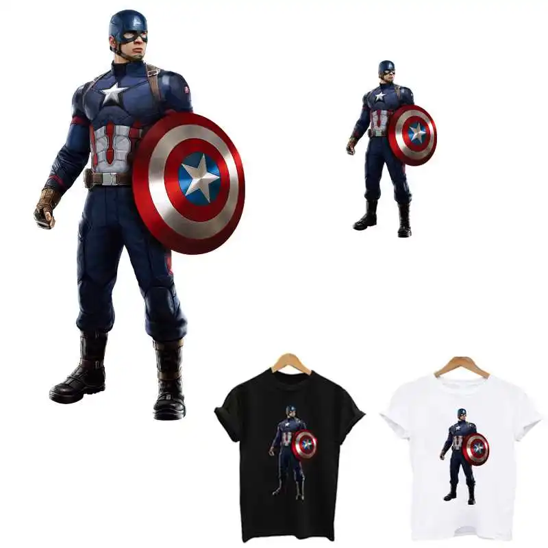 

Captain America patch thermo sticker stripes on clothes iron on patches application of one another transfer fusible clothing