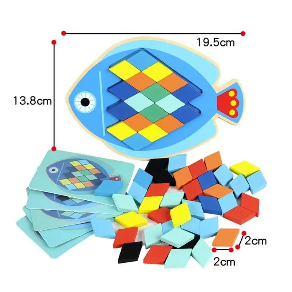 3D деревянные рыбы Сова Красочные алмаз треугольник головоломки Развивающие детские игрушки