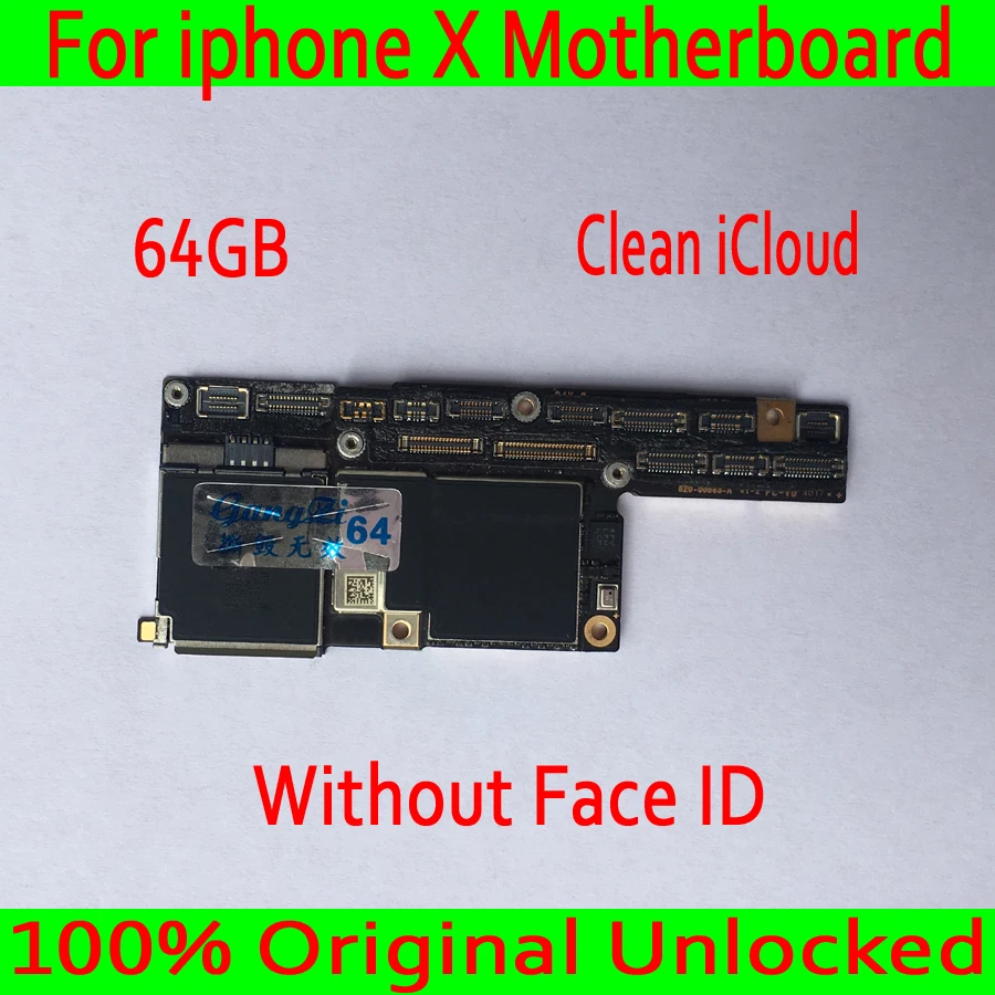 

with Chips for iphone x Motherboard unlocked Motherboard Without Face ID,100% Original for iphone x Logic board 64GB