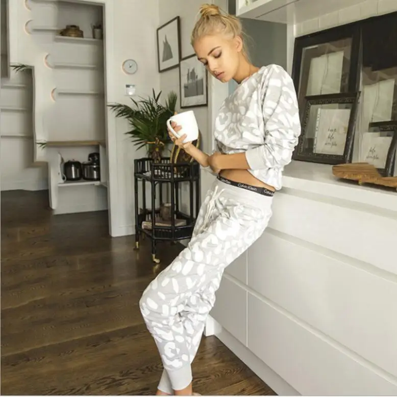 

Autumn winter women's set casual tracksuit outfit two pieces set printing tops + pants sweatshirt warm suit