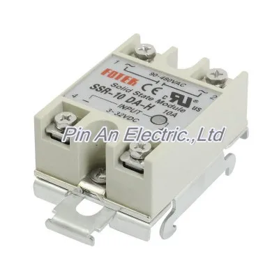 

DIN Rail Mount Single Phase SSR-10DA-H Solid State Relay 10A 3-32VDC 90-480VAC