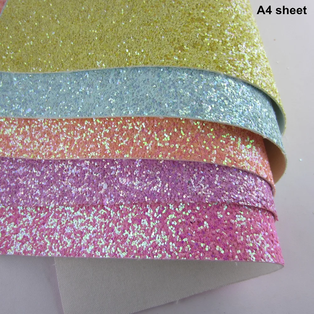 

5pcs A4 sheet chunky glitter leather fabric shine glitter pu leather for craft diy bow CN251