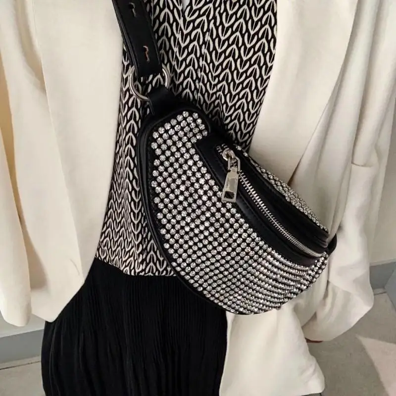 

Women Diamond Waist Bags Fashion Chest Bag Waist Waist Luxury Brand Leather Phone Bags Purse