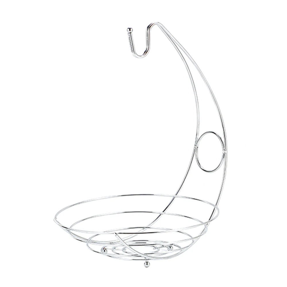 Newly 2 in 1 Banana Hanger Fruit Bowl Iron Holder Storage Basket Stand Hook Kitchen Storage TE889