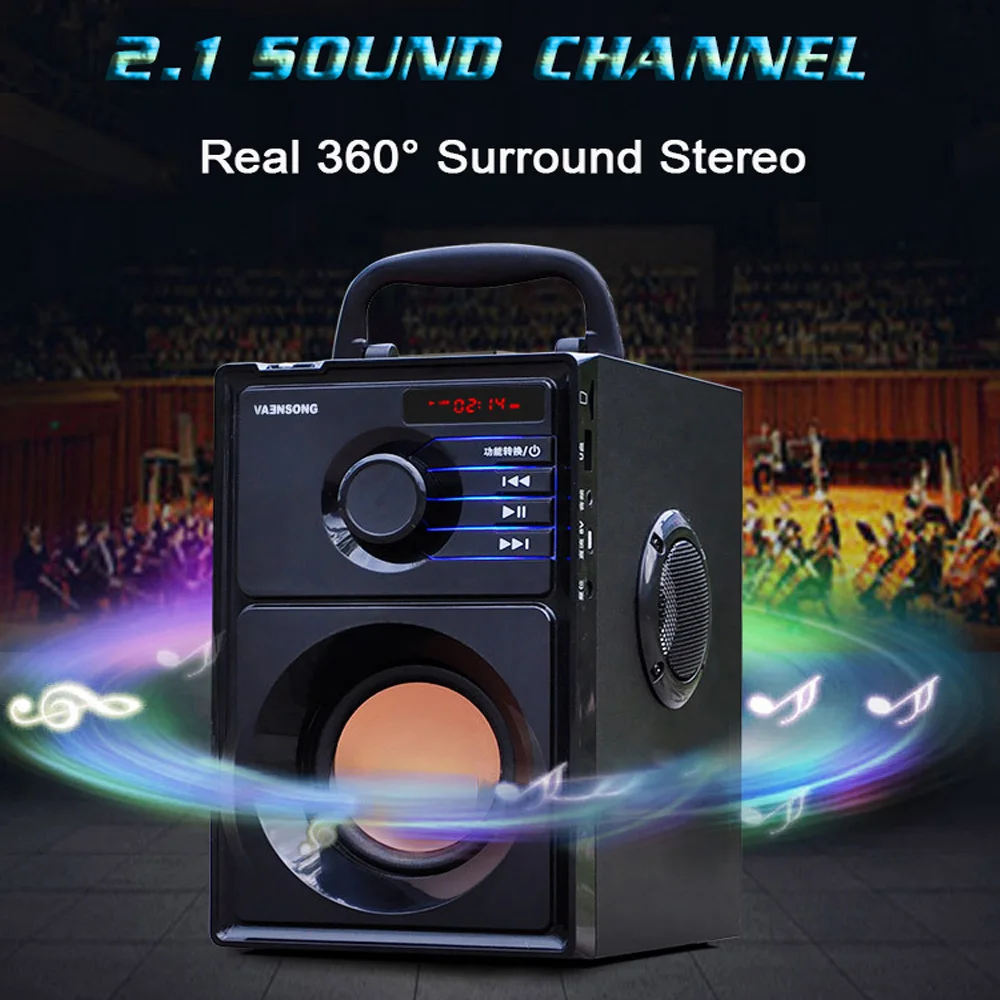 

Portable Big Power Bluetooth Speaker Subwoofer Heavy Bass Stereo Wireless Speakers Music Player LCD Display FM Radio TF