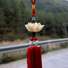 Автомобильная подвеска, зеркало заднего вида, подвески, отделка, Модные подвесные украшения, цветок лотоса, благословленные символизирующие спокойствие, здоровье, автостайлинг