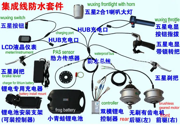 

electric bike scooter mtb conversion kit waterproof cluster whole packet customized controller display throttle sensor wires