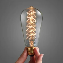 ST64 Рождественская елка фейерверк винтажные изделия ручной работы E27 спиральные светильники украшения Эдисона мощностью 40 Вт 110-240 В подвесные лампы освещения