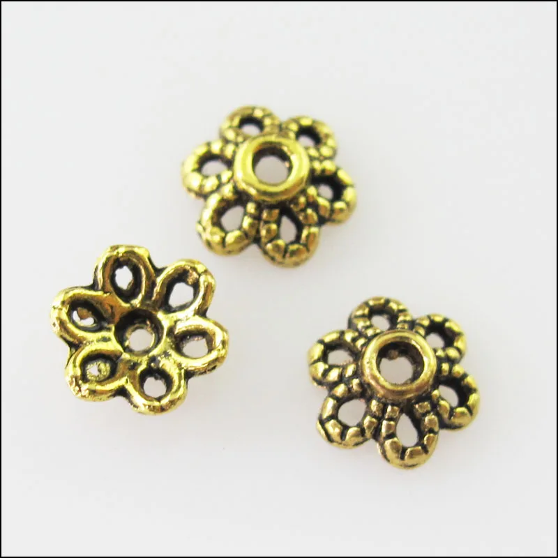 

80Pcs Antiqued Gold Tone 6Leaf - Flower End Bead Caps Connectors 6mm