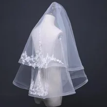 LORIE двухслойные тюлевые Свадебные вуали короткие с обрезанным краем белые кружевные свадебные вуали расческа