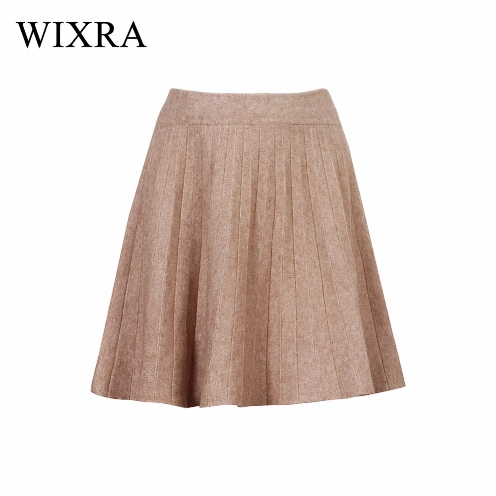Wixra, базовая весенне-осенняя трикотажная юбка с высокой талией, Женская плиссированная мини-юбка, Повседневная Эластичная плотная Мини-Юбка Для Женщин