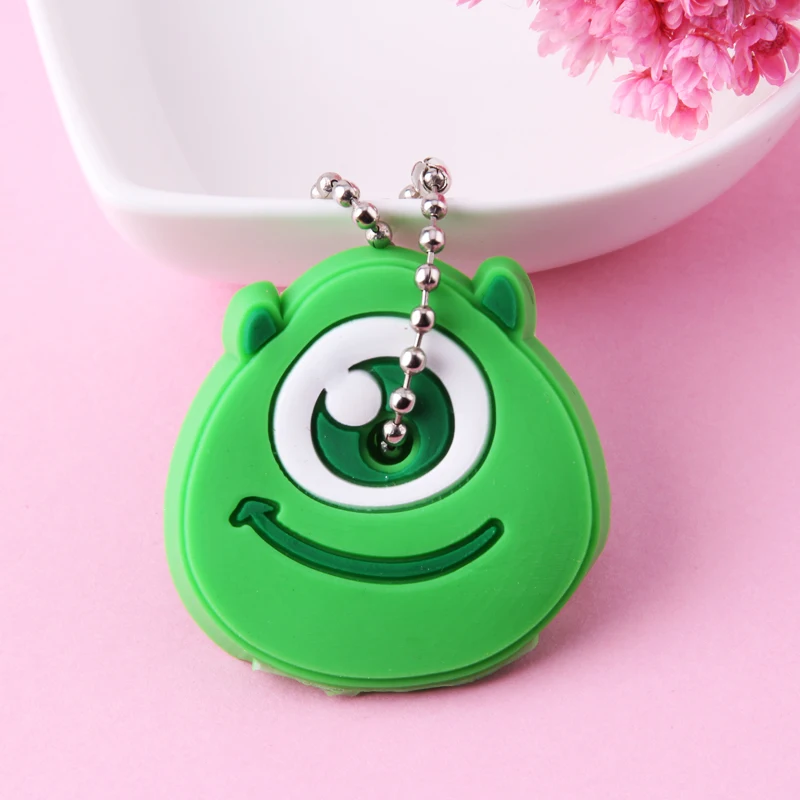 Cartoon Anime Cute Key Cover Cap Silicone Mickey Stitch Bear Keychain Women Gift Owl Porte Clef Minne Key Chain - Цвет: Photo Color17