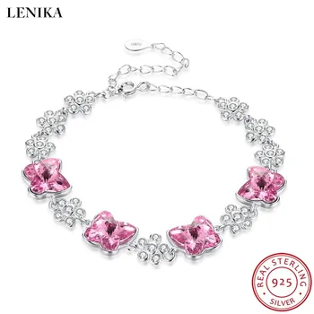 

LEKANI Women's Bracelet Butterfly Crystal From Swarovski Charm Bracelet For Women Genuine S925 Silver pulseira feminina