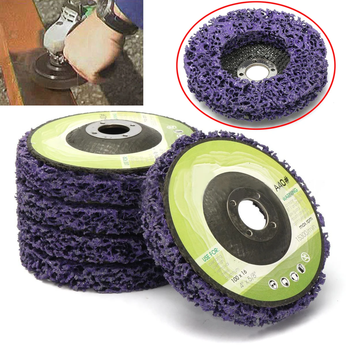 5pcs Poly Strip Disc Wheel Wood Metal Paint Rust Removal Clean Grinding Abrasive Wheels 100*16mm For Angle Grinder Mayitr