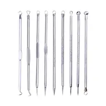 Гигиеническое удаление акне чёрных точек из нержавеющей стали для прыщей, черных точек для дома DIY очищающие средства для ухода за лицом 9 шт