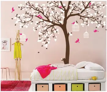 

Bird Cage Tree Nursery Wall Stickers Removable Vinyl Wall Decal Kids Baby RToom Decor Tree Wall Mural Children's Wall Sticker