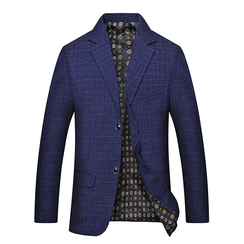

2018 Spring Men Blazers Casual Suit Fashion Plaid Blue Suits Slim Fit Blazer Masculino Youth Men Suits