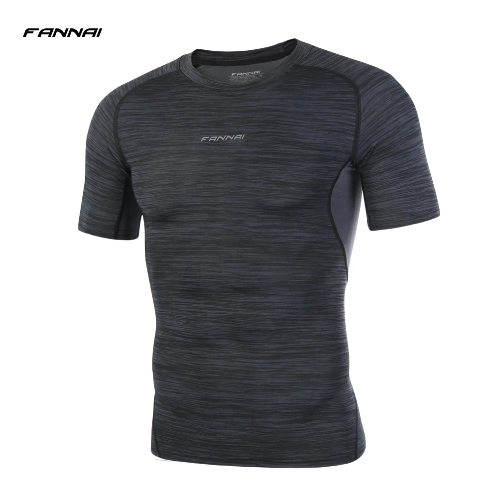 

Men's Short Sleeve Fitness Bodybuilding Running Gym Breathable T Shirt Men Compression Tights Basketball Crossfit Under Tee Tops