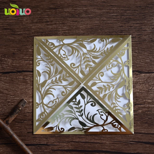 nice metallic paper laser cut simple wedding greeting cards nice invitations