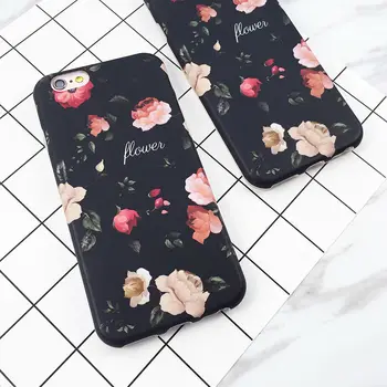 

LOVECOM Retro Black Flowers Soft IMD Phone Back Case For iPhone 11 Pro Max XR XS Max X 6 6S 7 8 Plus Phone Back Cover Bags Cases