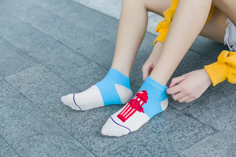 Популярные модные носки Harajuku с забавным рисунком из мультфильма chaussettes, женские носки с головой тыквы и лося, милые носки до щиколотки kawaii happy