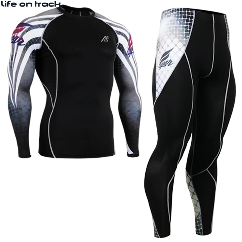 

2016 New Men's Mountain Long Sleeve Cycling Sets Run Sport Quick-drying Sportswear Fitness Compression Clothing Basic Layer