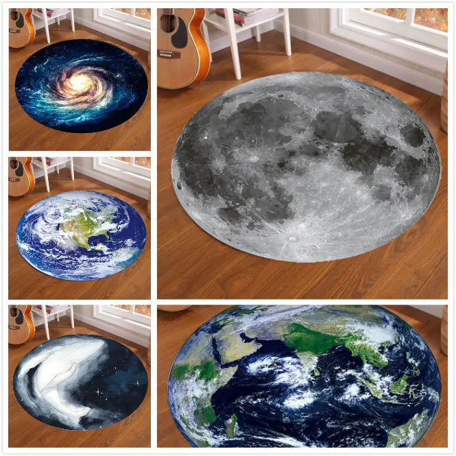 3D Galaxy Earth Moon круглый ковер для гостиной Противоскользящий спальни детская