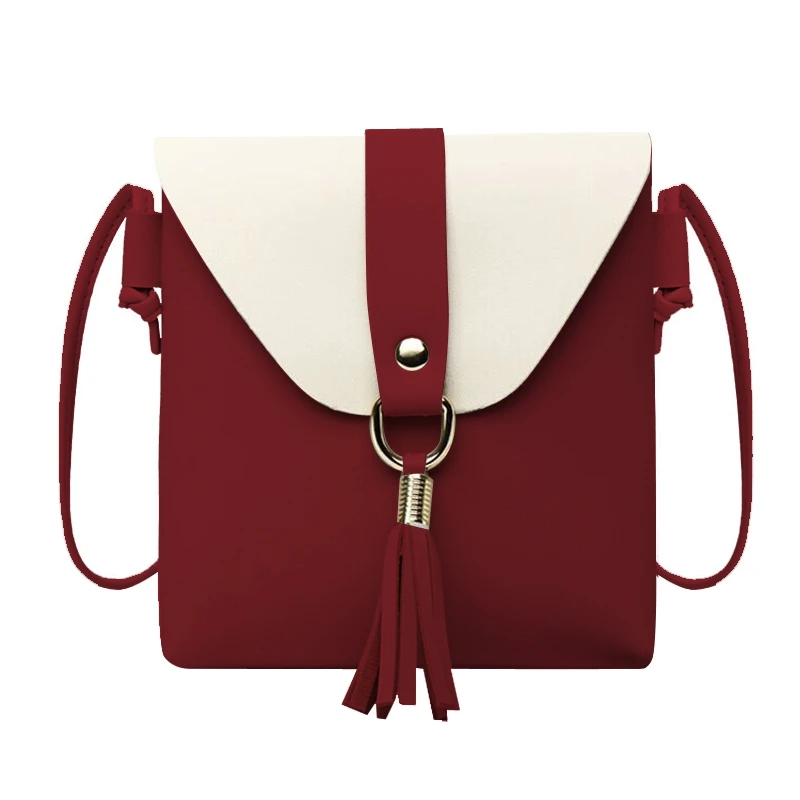 Женская модная сумка с кисточками хит цвета женская сумка на плечо летняя маленькая свежая квадратная сумка через плечо новое поступление - Цвет: Бургундия