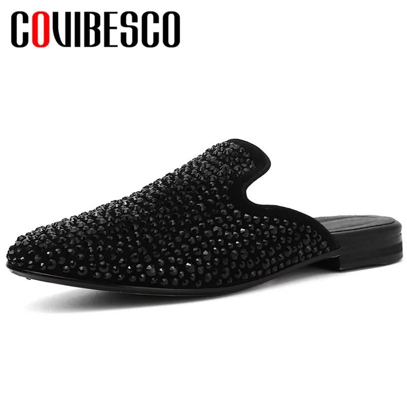 

COVIBESCO Fashion Blingbling Crystal Decoration Women Pumps Slip on Mules Elegant Spring Summer Single Shoes Woman Casual Shoes