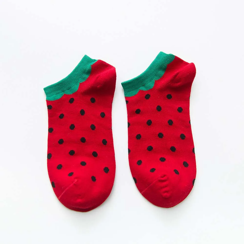 Весенние трендовые счастливые носки, женские хлопковые носки-лодочки, носки с фруктами, арбузом, белком, бананом, забавная оригинальная серия harajuku - Цвет: 4
