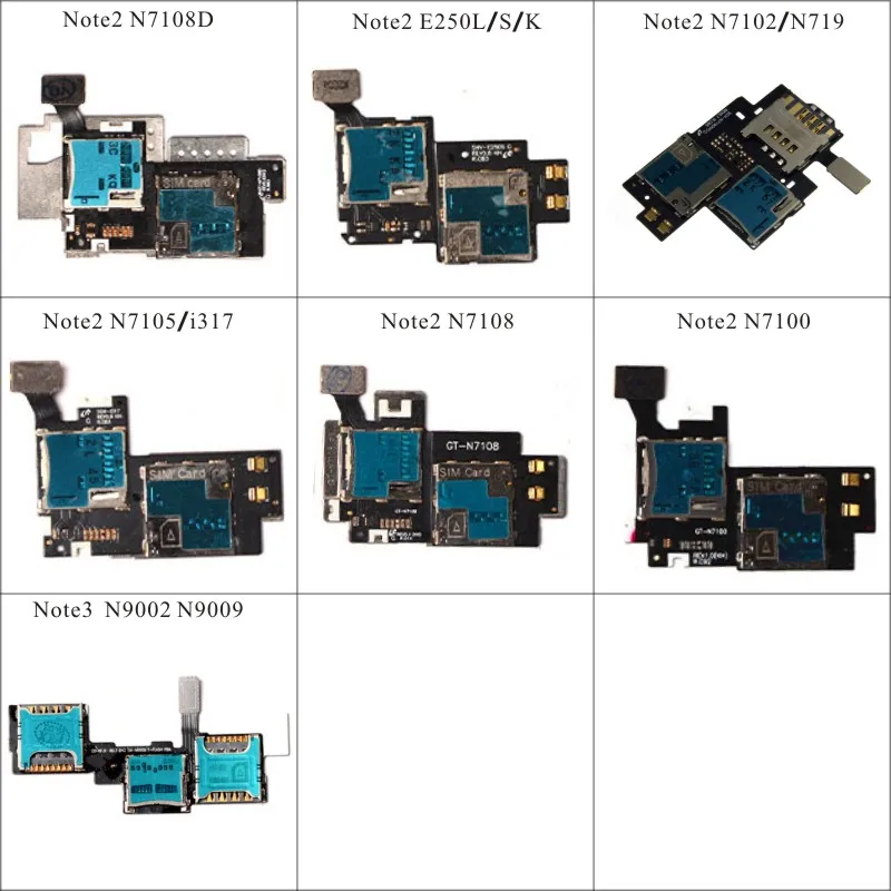 

For Samsung Galaxy Note 2 3 N9002 N9009 N7108D E250L N719 N7102 i317 N7100 Micro SD SIM Card Tray Slot Holder Reader Flex Cable