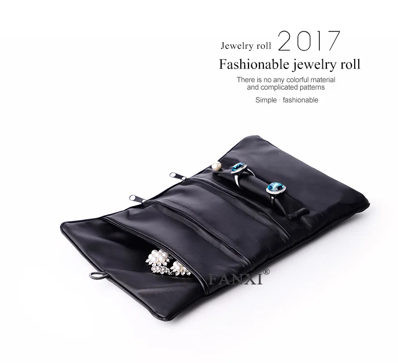 Oirlv Black Leather Travel Jewelry Pouch Watch Bracelet Storage Bag (18)