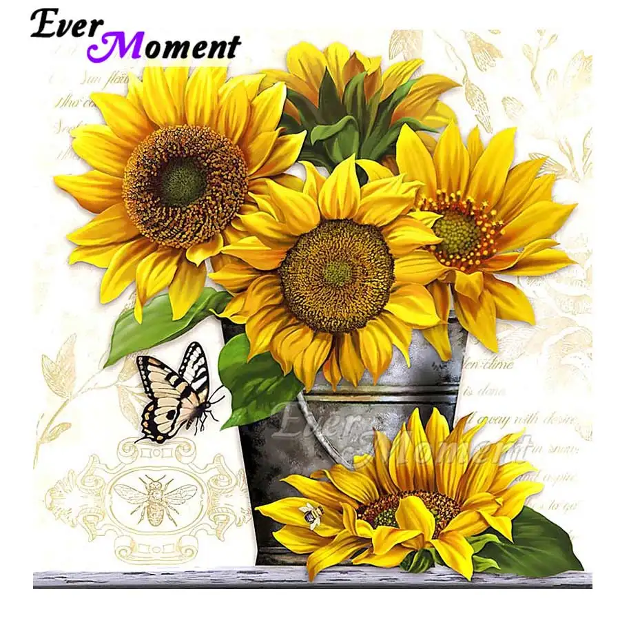 

Ever Moment Diamond Painting Cross Stitch Sunflower 5D DIY Picture Mosaic Rhinestone Diamond Embroidery Needlework S2F1666