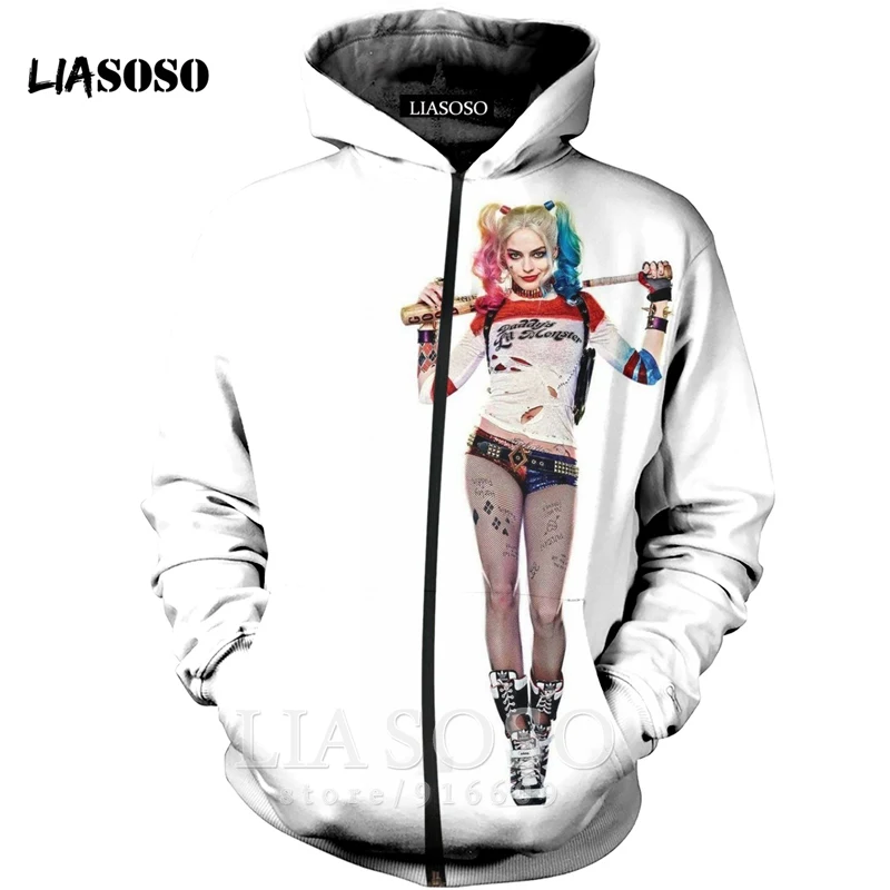 Funny 3D Print Unisex Anime Harley Quinn hip hop clown Sweatshirt joker jacket Harajuku zipper shirt hoodies rock hoodie A125 - Цвет: 15