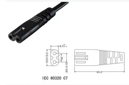 C7/C8 мощность "8" Рисунок адаптер конвертер кабель, Европейский IEC320 C7 мама к C8 штекер удлинитель, 5 м