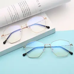 Черная/серебряная квадратная оправа для очков 2019 Новые плоские зеркальные Модные Винтажные полигональные Blu-Ray Защитные очки близорукие