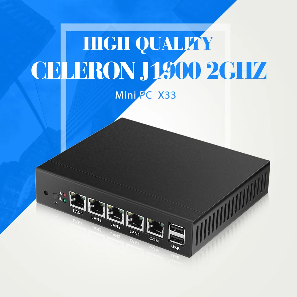 Tablet no fan mini pc J1900 quad core 4 LAN Router Windows 7/8/10 HTPC HD Graphics TV Box VGA 4 RJ45 computer office