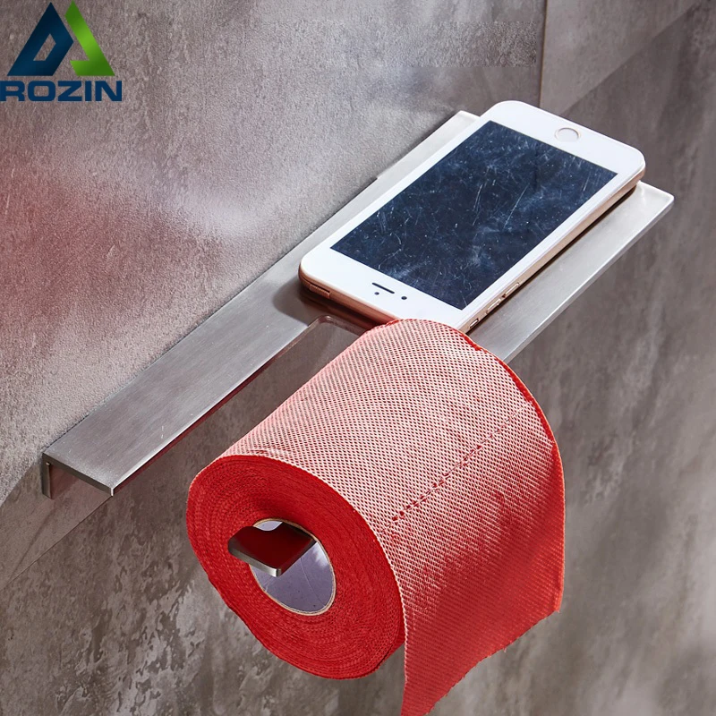 

304 Stainless Steel Toilet Paper Holder Mobile Phone Rack Creative Wall Mounted Roll Paper Tissue Rack Free Shipping