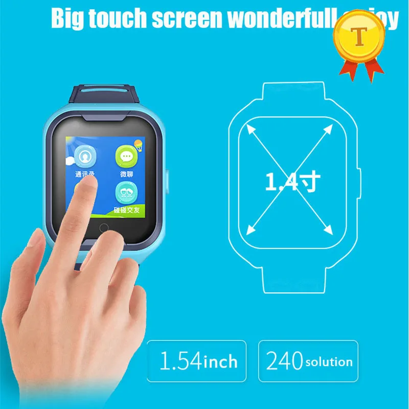 

2019 1.4inch hd touch display phone watch video calling chat GPS+ WIFI+LBS +AGPS smartwatch kids smart watch 4g with learing app