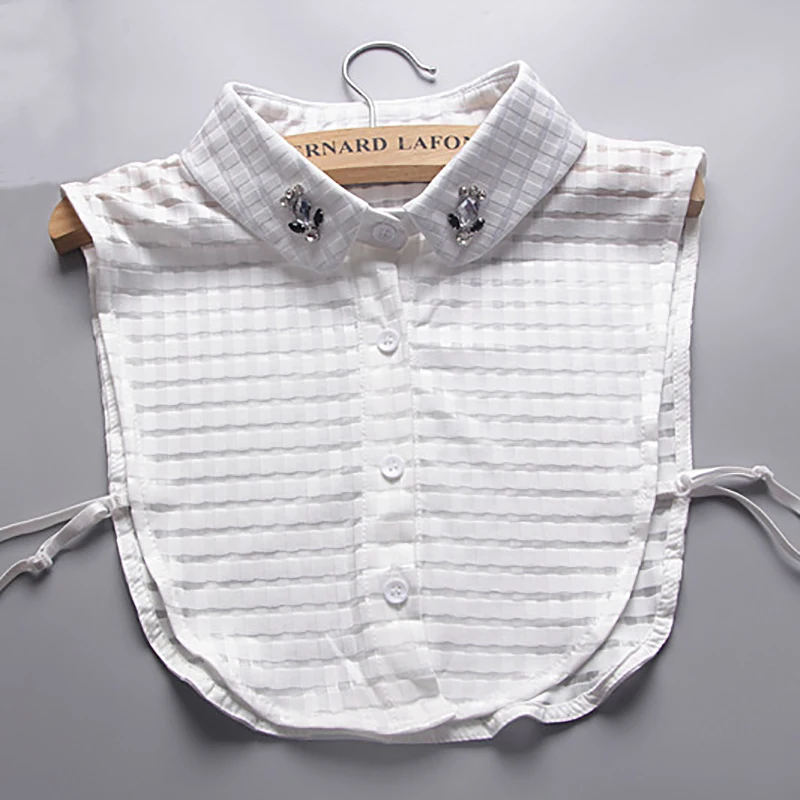 

Women trellis design shirt false detachable collar white cottton beading fake collars