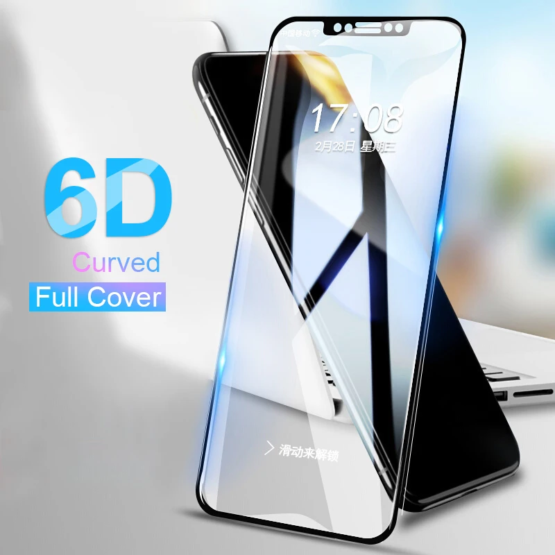 Изогнутое закаленное стекло RZP 6D для iPhone XS 11 Pro Max Защита экрана Apple 5 s SE 6 6s 7 8 Plus 10 X 3D