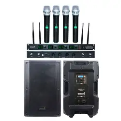 STARAUDIO 4500 Вт PA DJ 15 "4 Ом DSP динамик с активным питанием KTV аудио спикер для сцены 4CH UHF Беспроводной Карманный микрофон SDSP-15